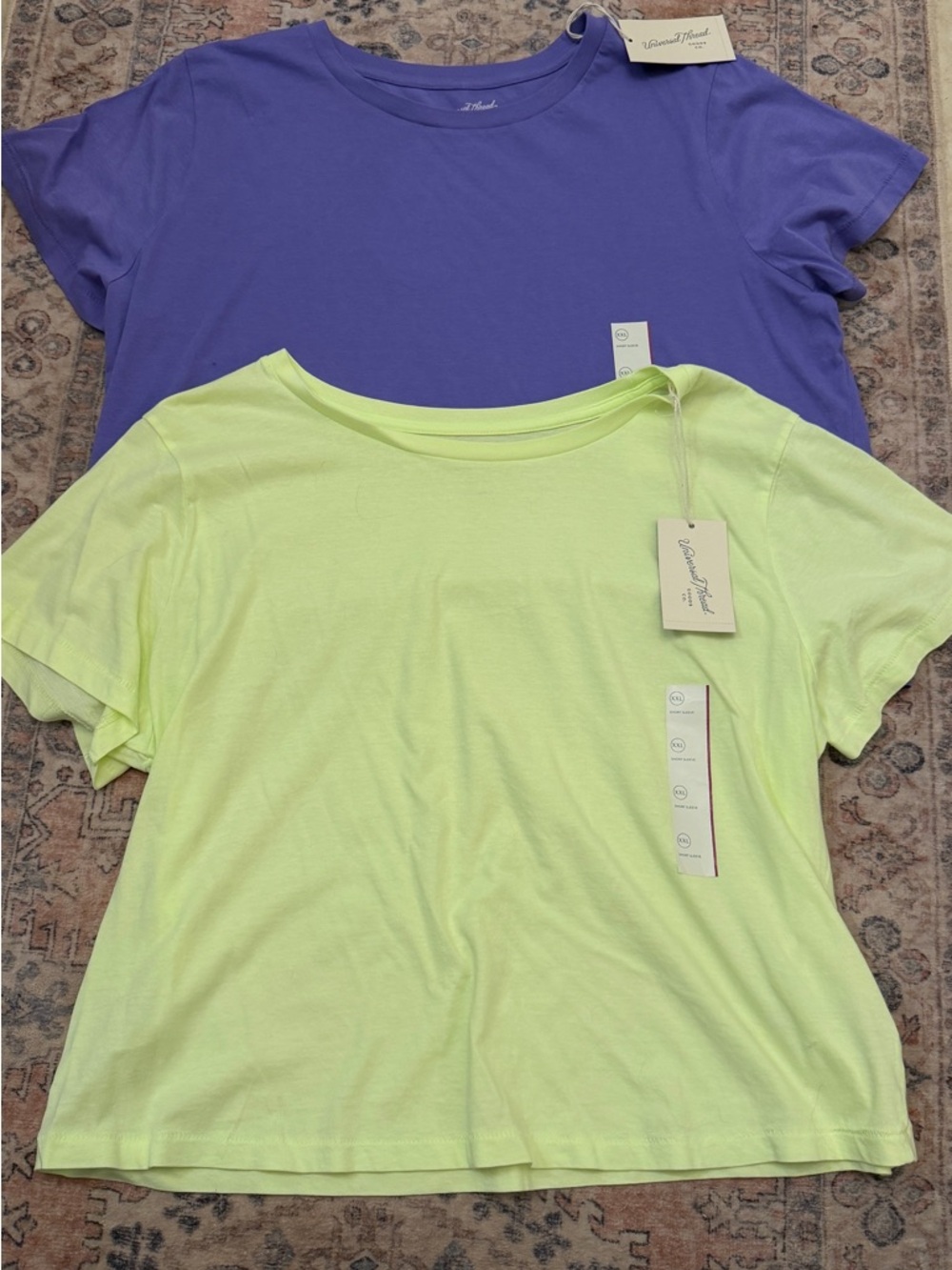 Universal Thread Short Sleeve Tee Set - Lavender and Neon Yellow
